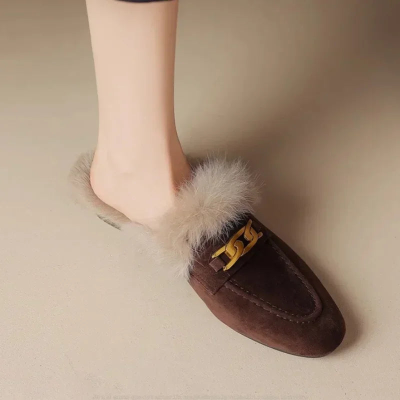 Women’s Winter Slippers – Suede, Warm Fur Mules & Plush Flats, Luxury Designer Shoes