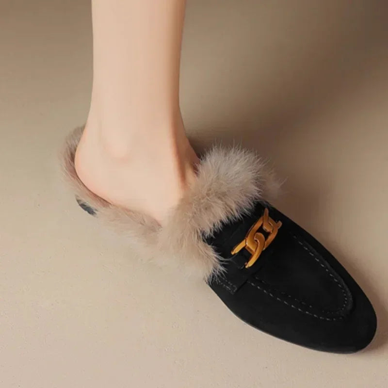 Women’s Winter Slippers – Suede, Warm Fur Mules & Plush Flats, Luxury Designer Shoes