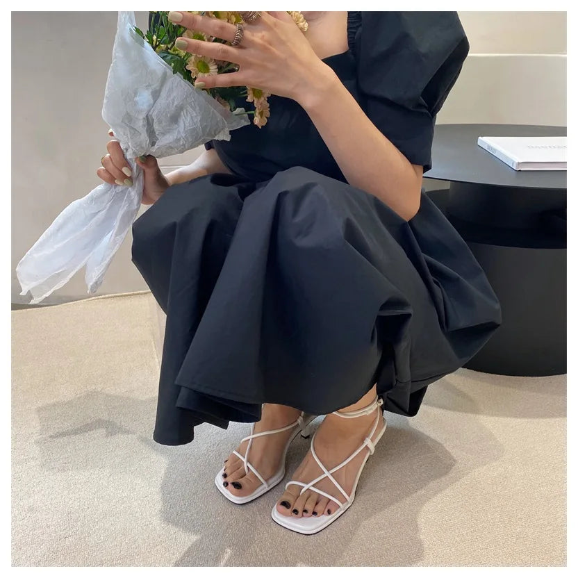 Women’s Summer Gladiator Sandals – Elegant High Heels with Buckle Strap for Party & Wedding