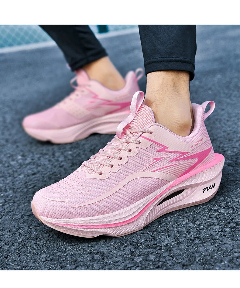 Marathon Running Sneakers – Lightweight, Shock-Absorbing, Breathable Mesh with Carbon Plate