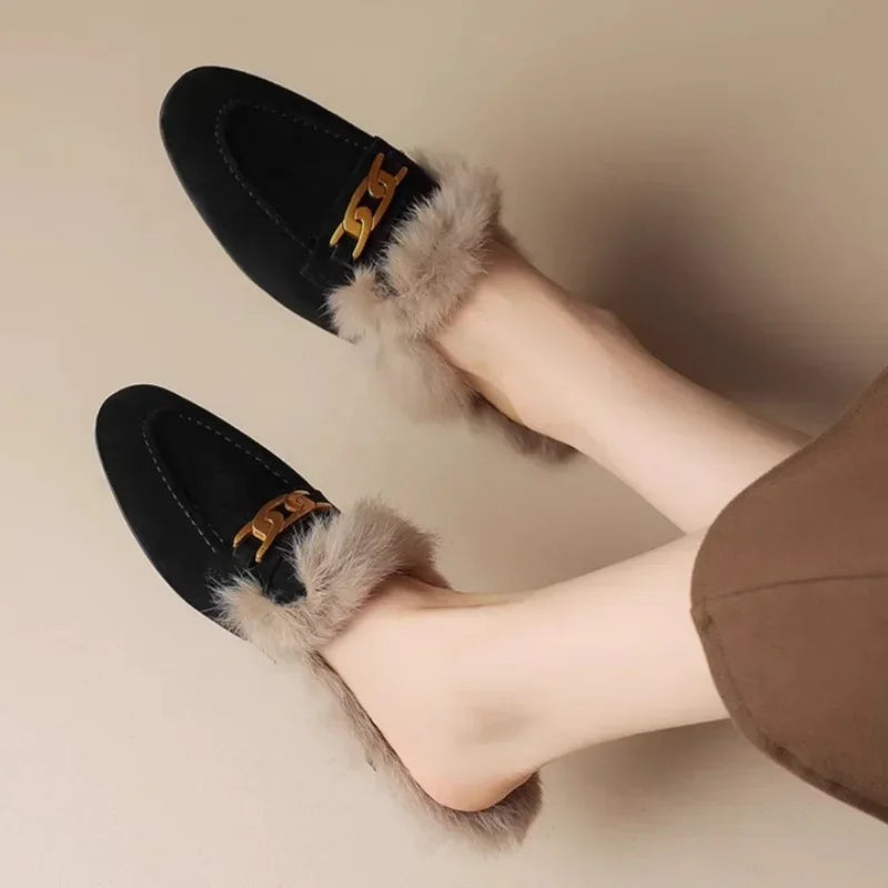 Women’s Winter Slippers – Suede, Warm Fur Mules & Plush Flats, Luxury Designer Shoes