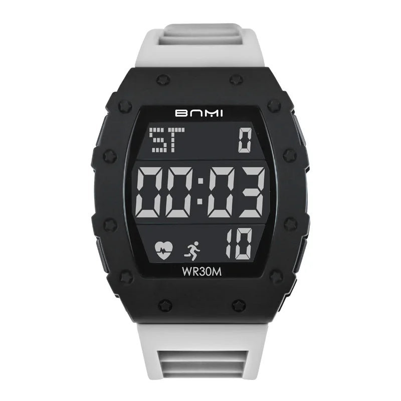 BNMI 2025 Men’s Outdoor Sports Digital Watch – Rectangle Face