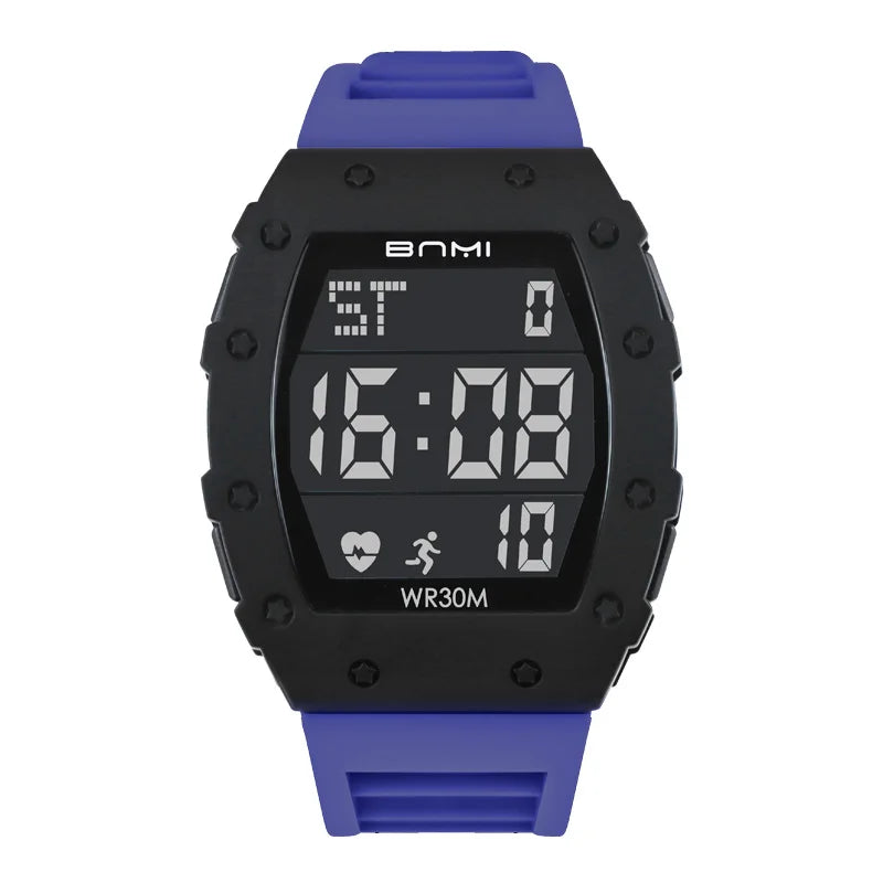 BNMI 2025 Men’s Outdoor Sports Digital Watch – Rectangle Face