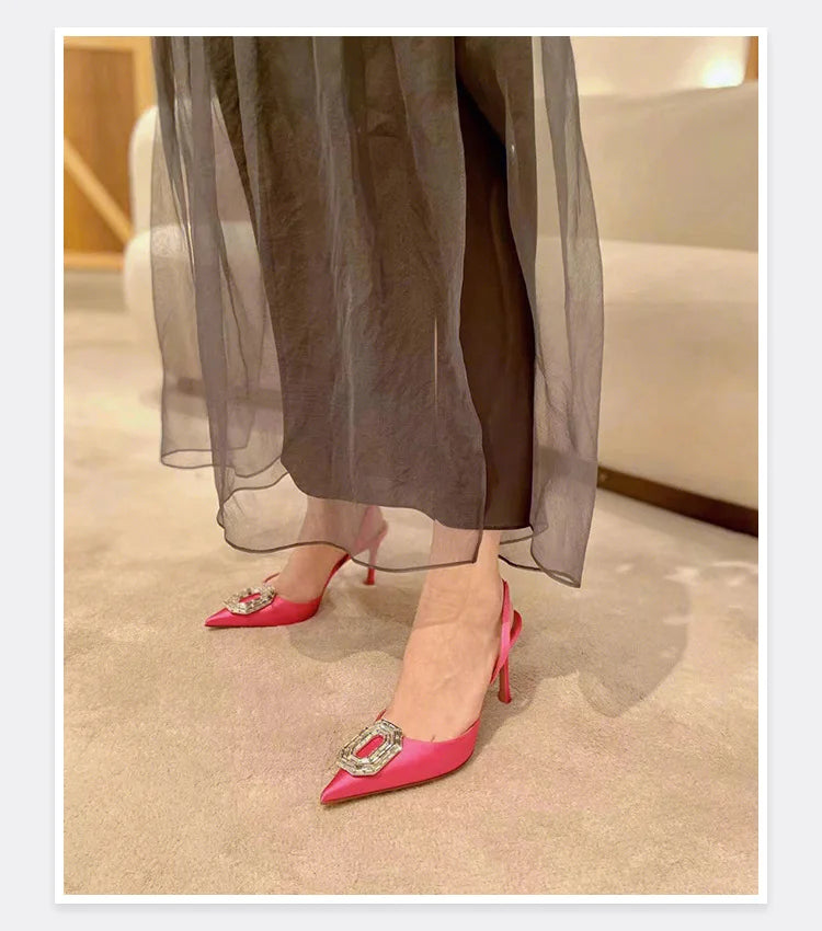 Women’s Rhinestone High Heels – Luxury Wedding & Party Pointed Toe Pumps