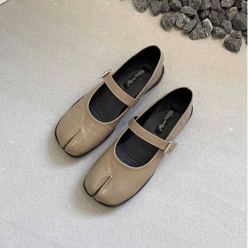Women’s Split-Toe Loafers – SUOJIALUN Soft Flat Heel Casual Mary Jane Shoes