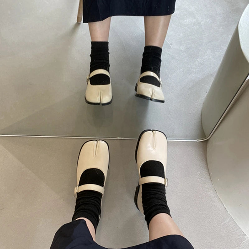 Women’s Split-Toe Loafers – SUOJIALUN Soft Flat Heel Casual Mary Jane Shoes