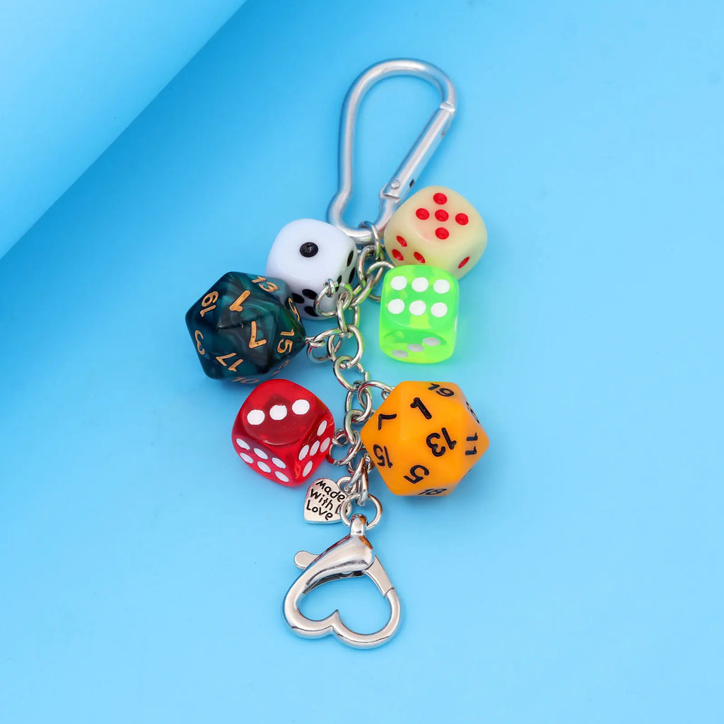 Ins Hiphop Black Dice Keychain Y2K Multi-sided Lucky Dice Keyring Pendant Men Women Car Mobile Phone Backpack Jewelry Gift