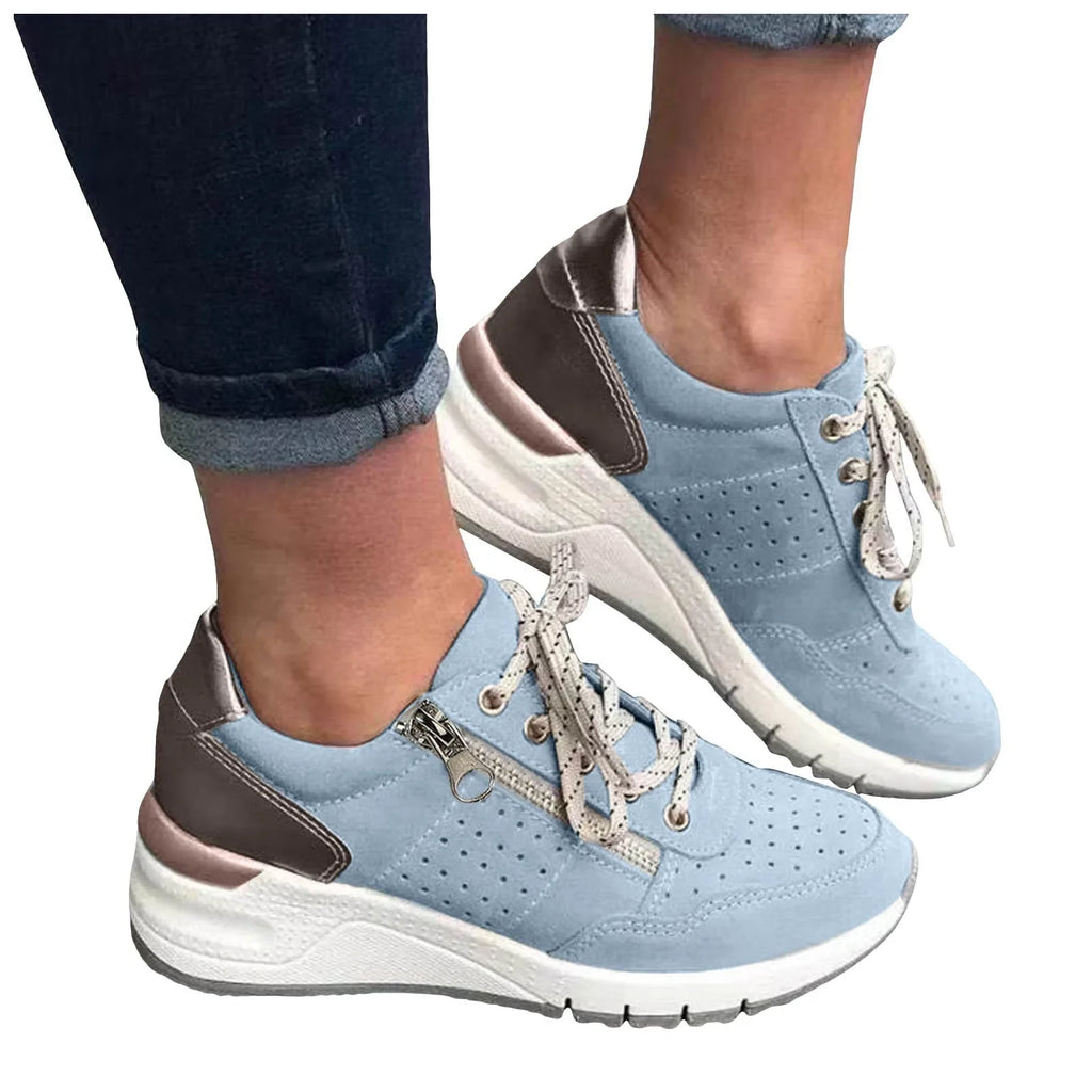 2025 Women’s Casual Sneakers – Lightweight, Thick-Soled Lace-Up Shoes