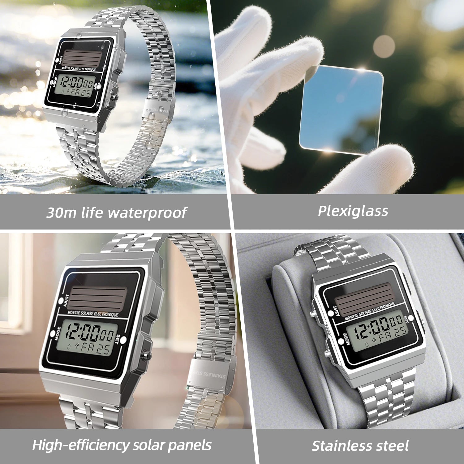 Retro Men’s Solar Digital Sport Watch – Multifunctional