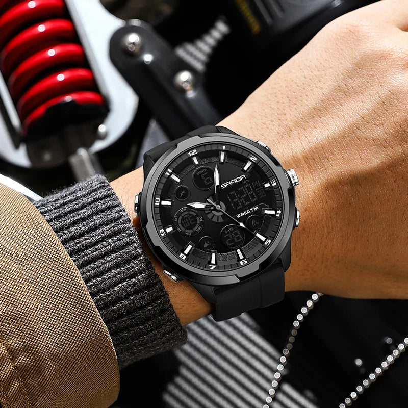 SANDA 9053 Dual-Display Sports Watch – 50M Waterproof