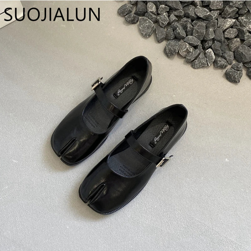 Women’s Split-Toe Loafers – SUOJIALUN Soft Flat Heel Casual Mary Jane Shoes