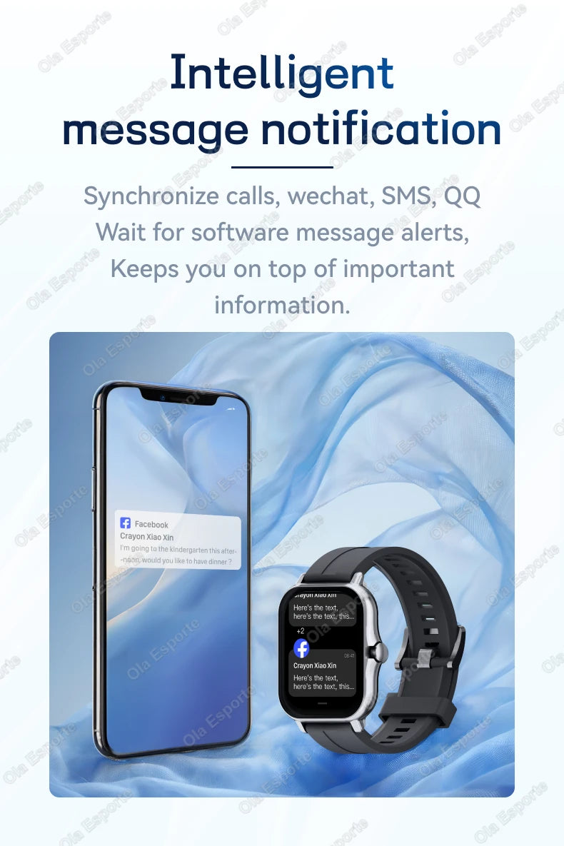 1.83'' Waterproof Smart Watch with Message Answer Call Sleep Monitoring Sports Pedometer Information Alerts For iPhone Android