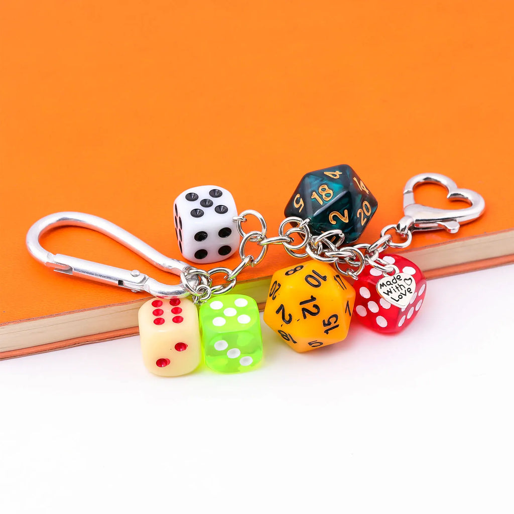 Ins Hiphop Black Dice Keychain Y2K Multi-sided Lucky Dice Keyring Pendant Men Women Car Mobile Phone Backpack Jewelry Gift