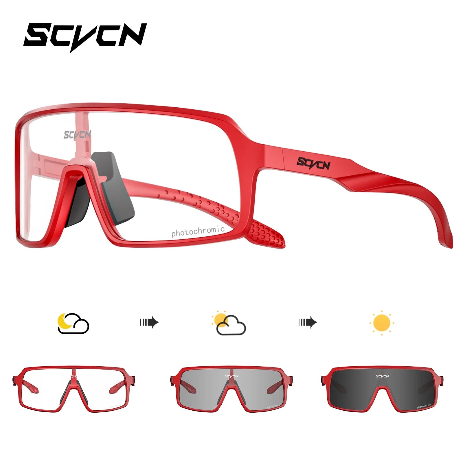 SCVCN Photochromic Sunglasses for Men Fashion Outdoor Sports Bicycle Cycling Glasses Woman Riding Goggles Eyewear Accessories