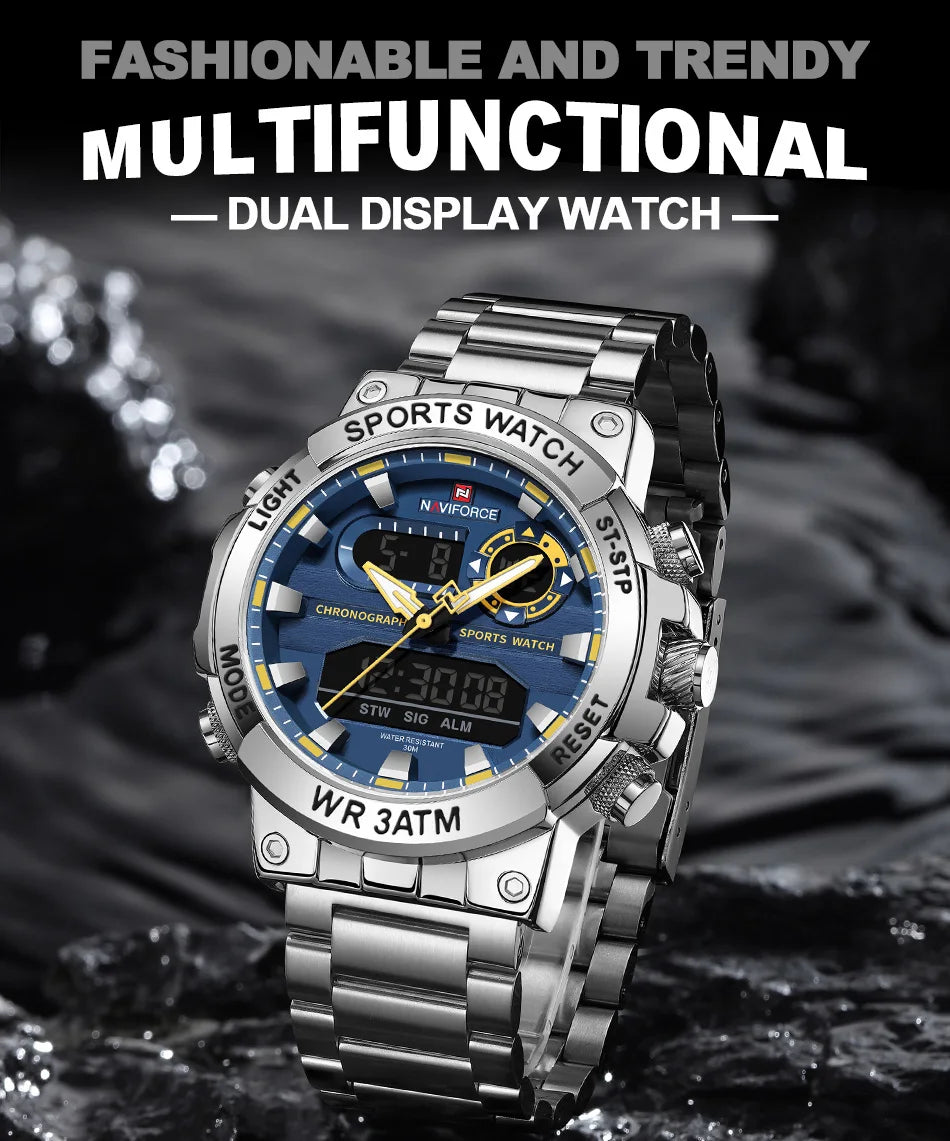 NAVIFORCE Dual Display Men’s Quartz Watch – Outdoor Style