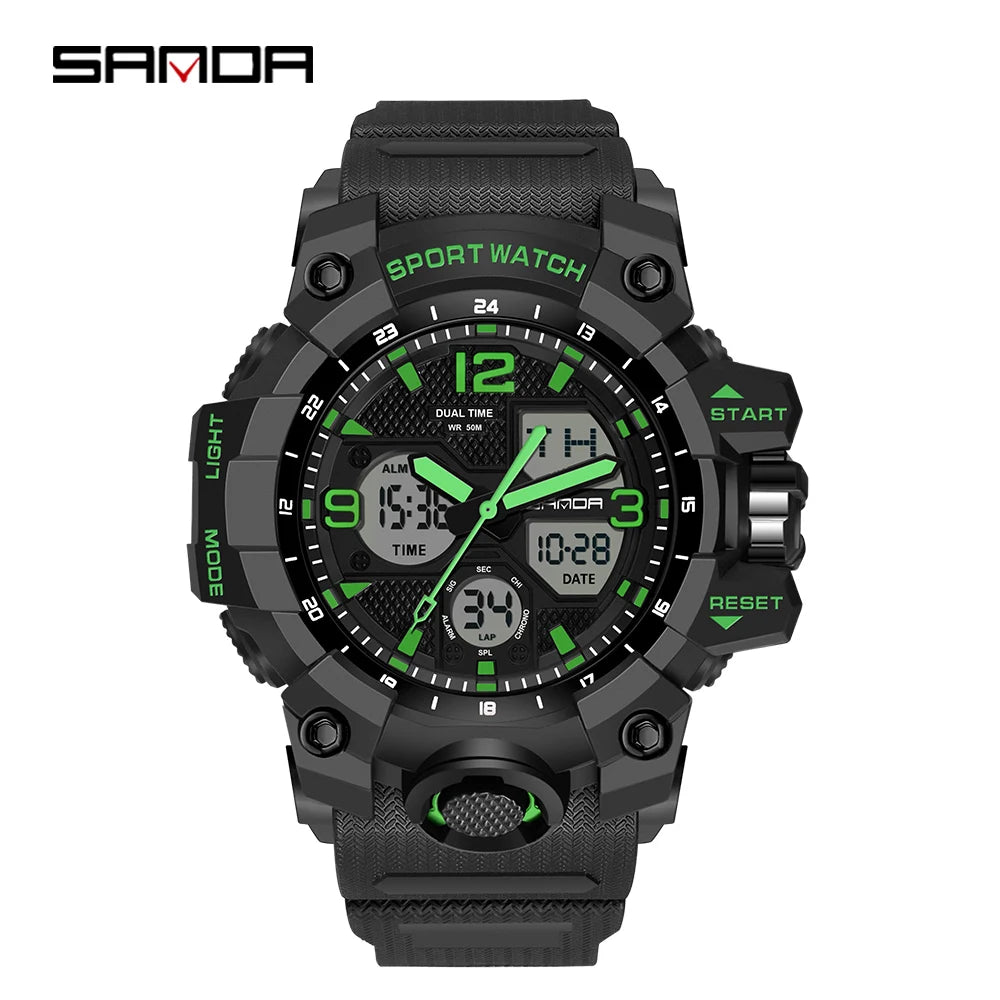SANDA 6030 Military Digital + Quartz Watch – Waterproof Sports Model