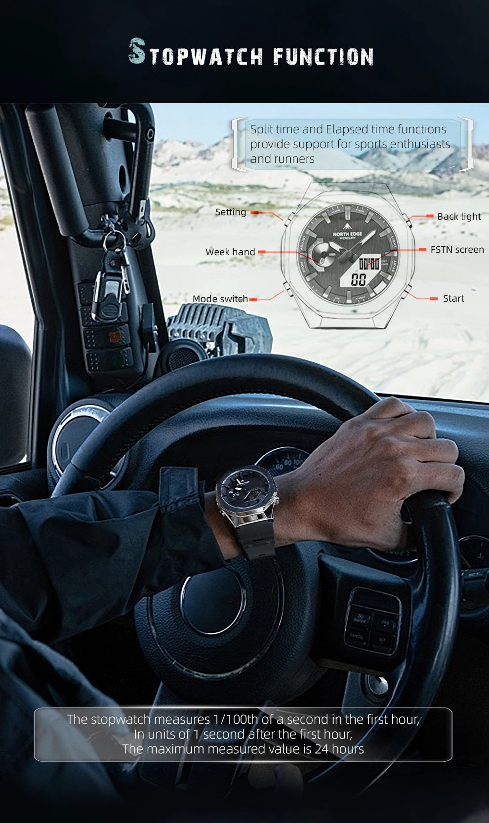 NORTH EDGE MERCURY Men’s Waterproof Digital Sports Watch