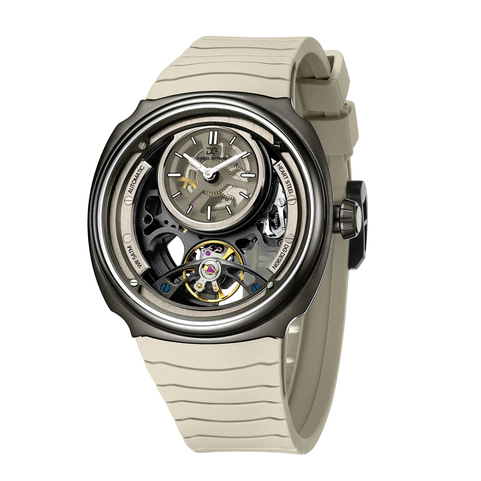 DANIEL GORMAN Men’s Automatic Watch – Sports Silicone Strap, 5 ATM Waterproof, Mechanical