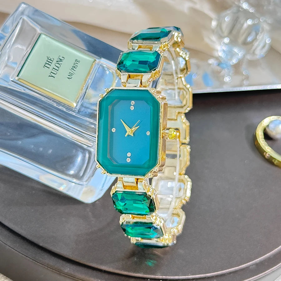 Ladies Rhinestone Dial Rectangular Fashion Watch