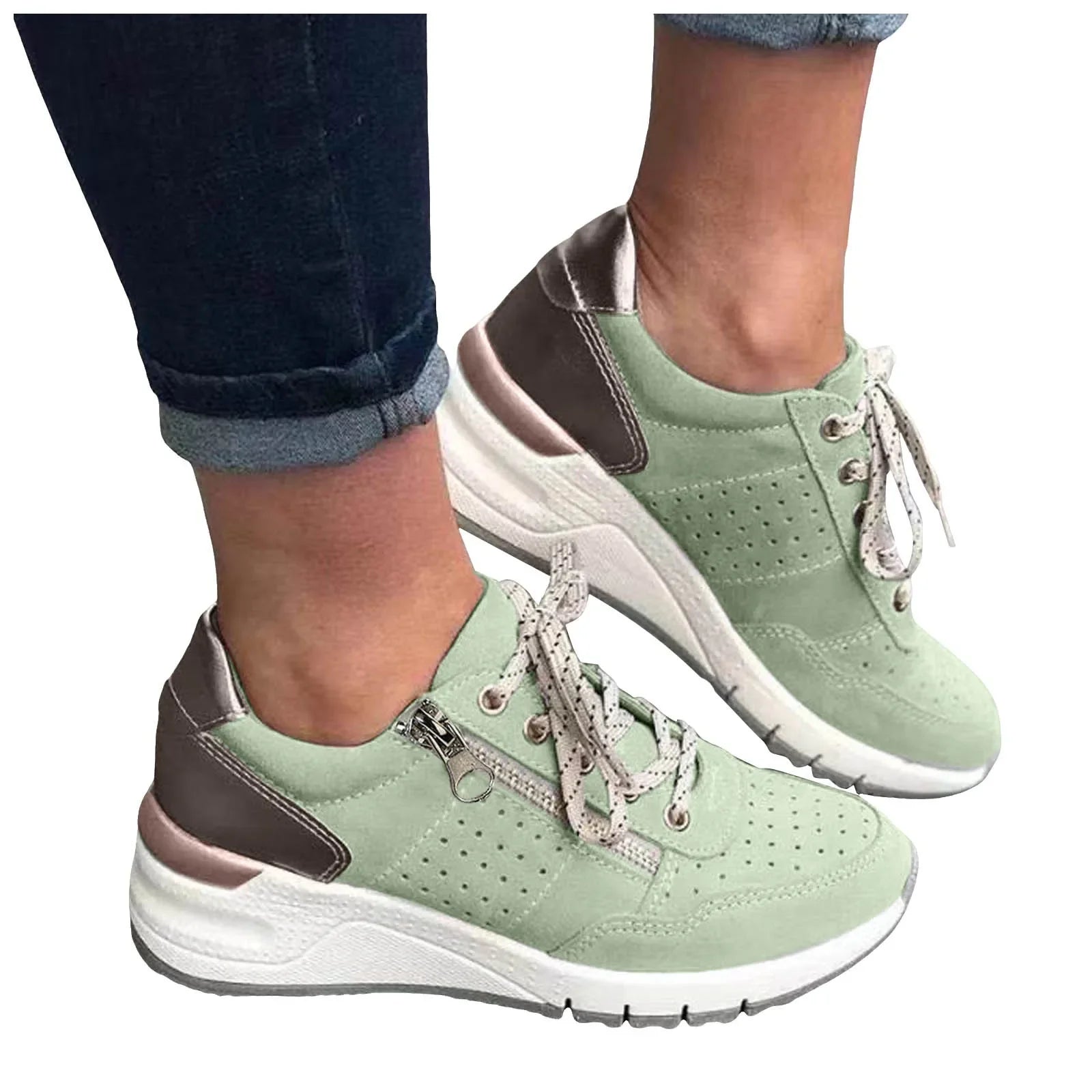 2025 Women’s Casual Sneakers – Lightweight, Thick-Soled Lace-Up Shoes