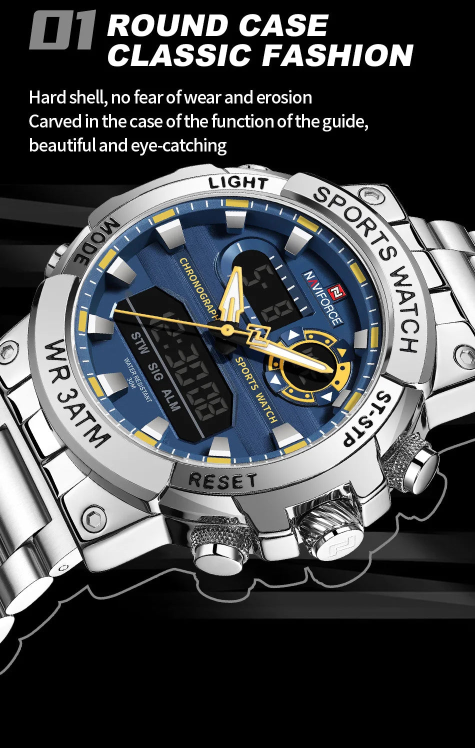 NAVIFORCE Dual Display Men’s Quartz Watch – Outdoor Style