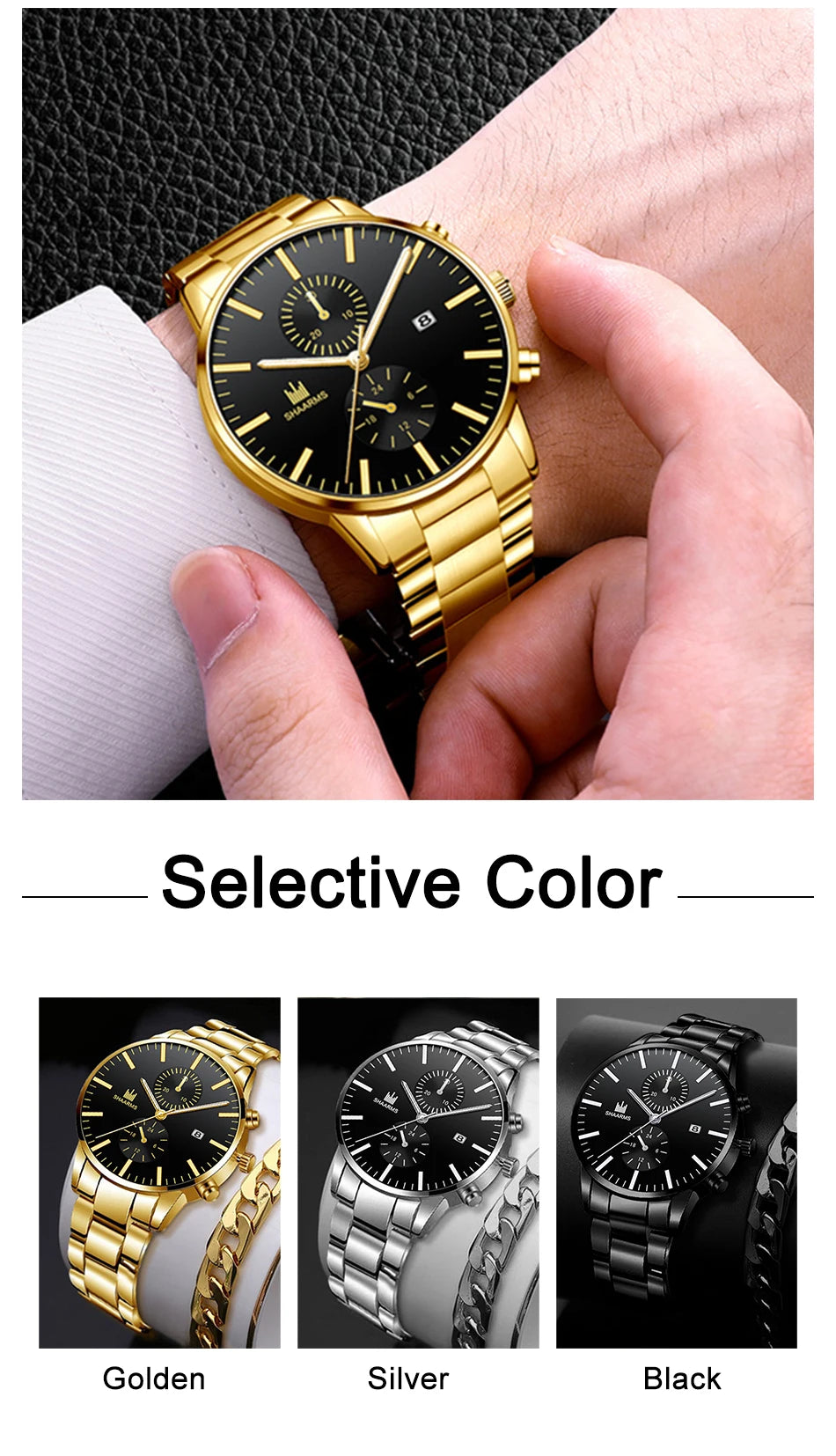 Fashion Men’s Quartz Watch – Stainless Steel Strap