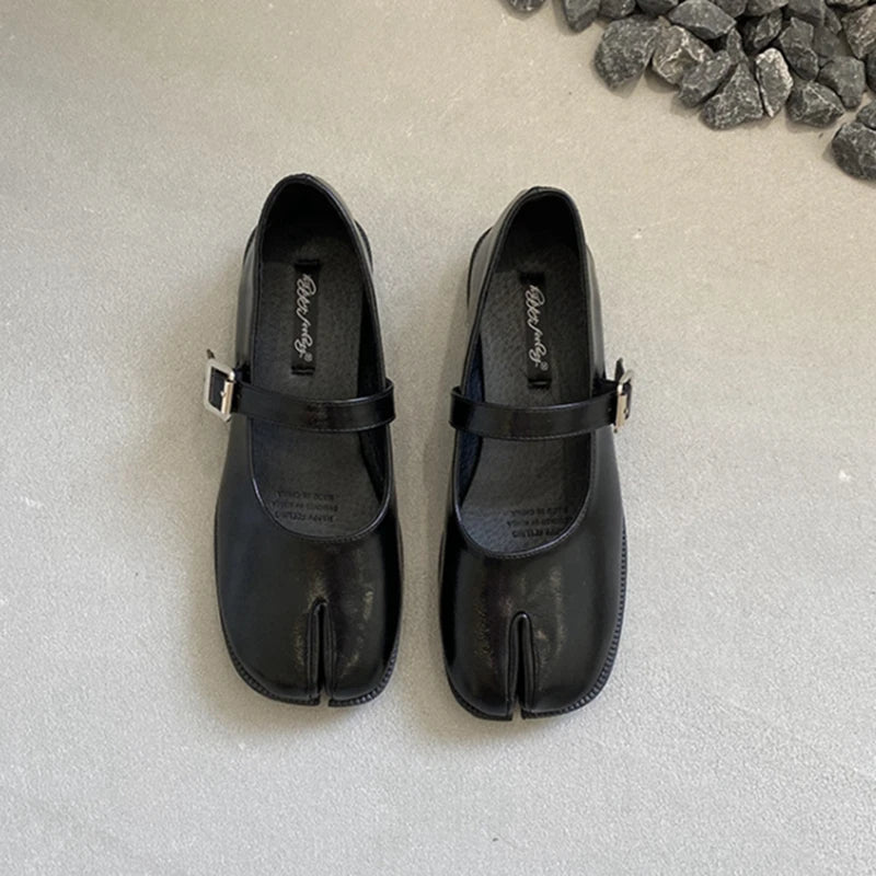 Women’s Split-Toe Loafers – SUOJIALUN Soft Flat Heel Casual Mary Jane Shoes