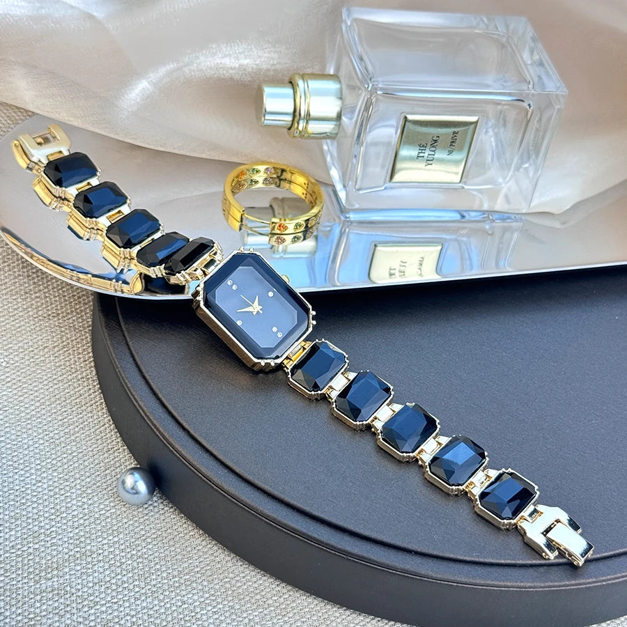 Ladies Rhinestone Dial Rectangular Fashion Watch