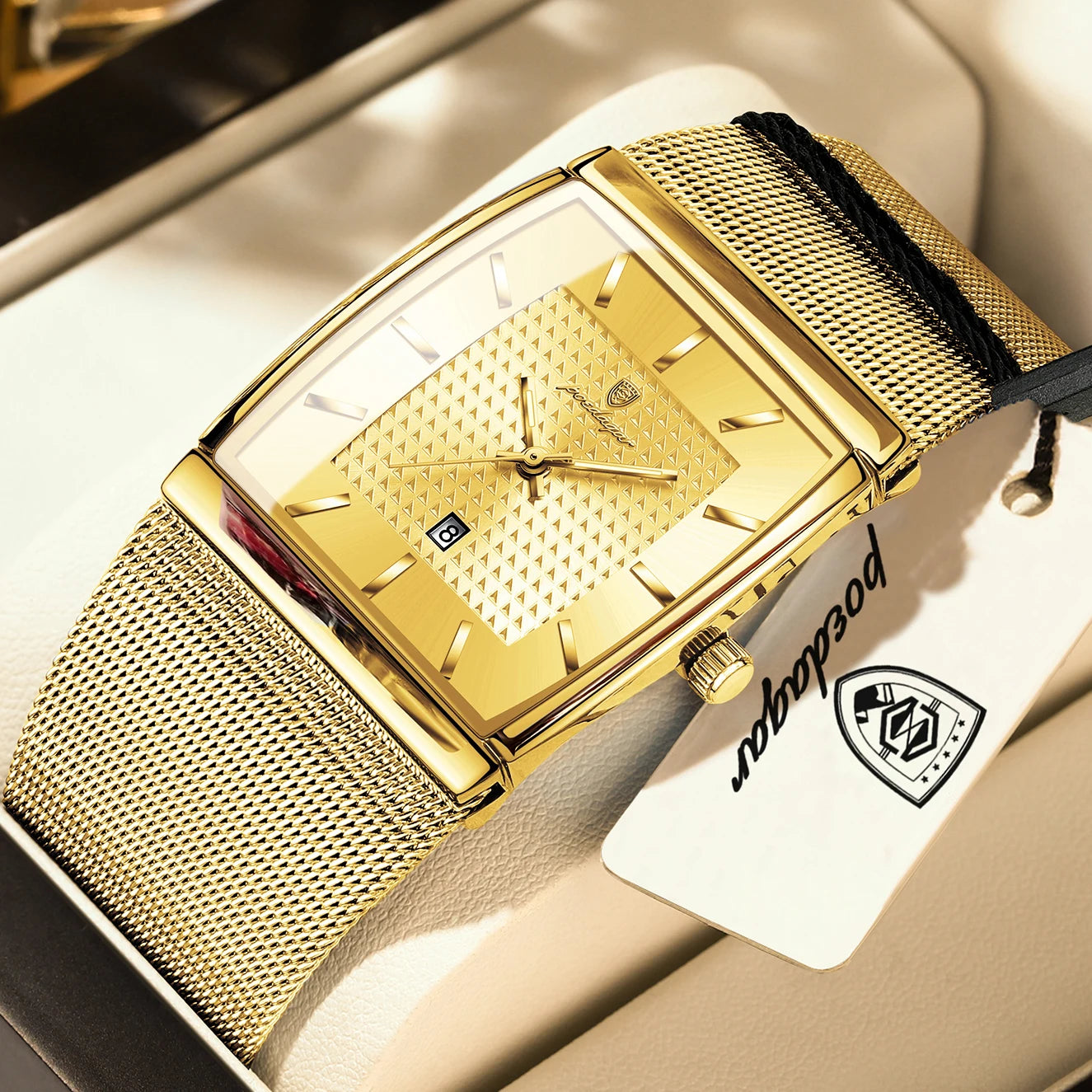 POEDAGAR Men’s Waterproof Quartz Wristwatch – Mesh Strap