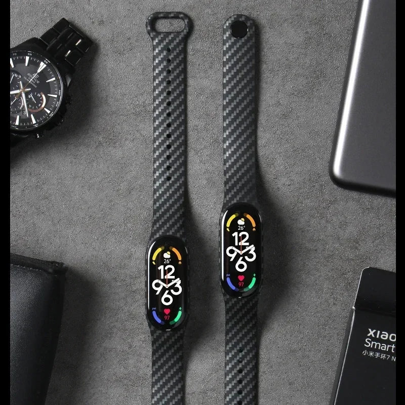 Xiaomi Mi Band 3‑7 Carbon Fiber Silicone Strap