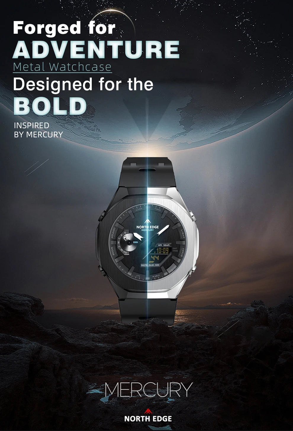 NORTH EDGE MERCURY Men’s Waterproof Digital Sports Watch