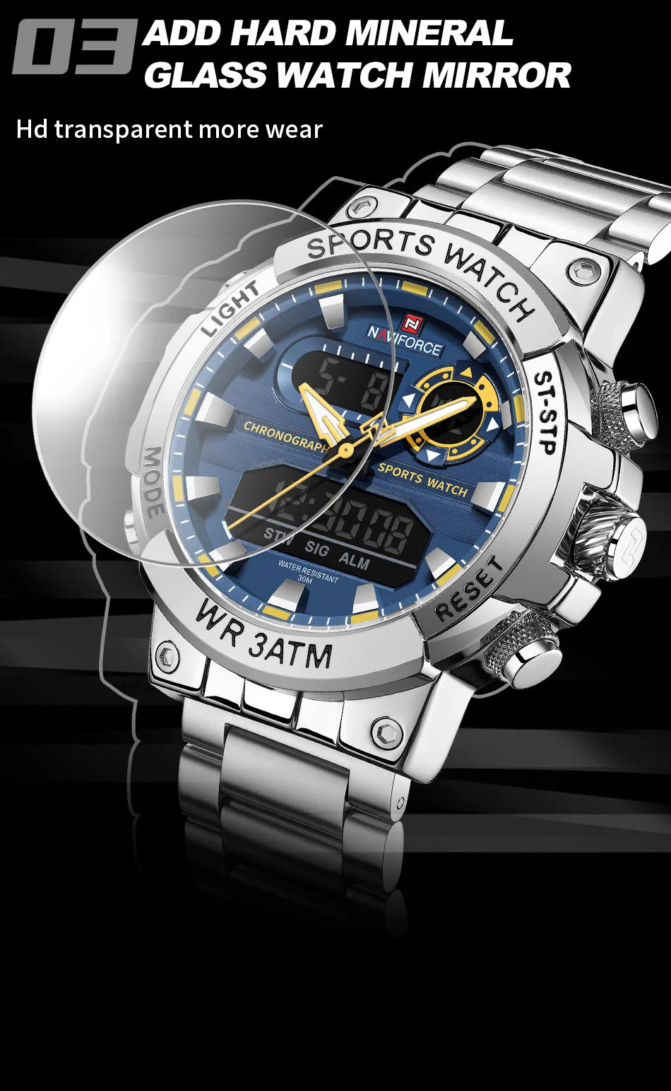 NAVIFORCE Dual Display Men’s Quartz Watch – Outdoor Style