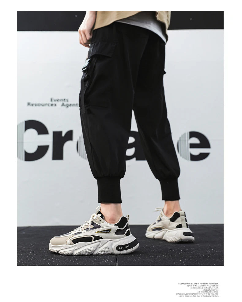 Men’s Trendy Mesh Sneakers – Thick Sole, Breathable, Lace-Up Casual Sports Shoes