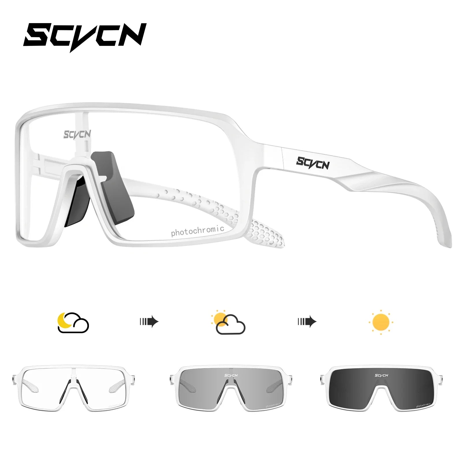 SCVCN Photochromic Sunglasses for Men Fashion Outdoor Sports Bicycle Cycling Glasses Woman Riding Goggles Eyewear Accessories