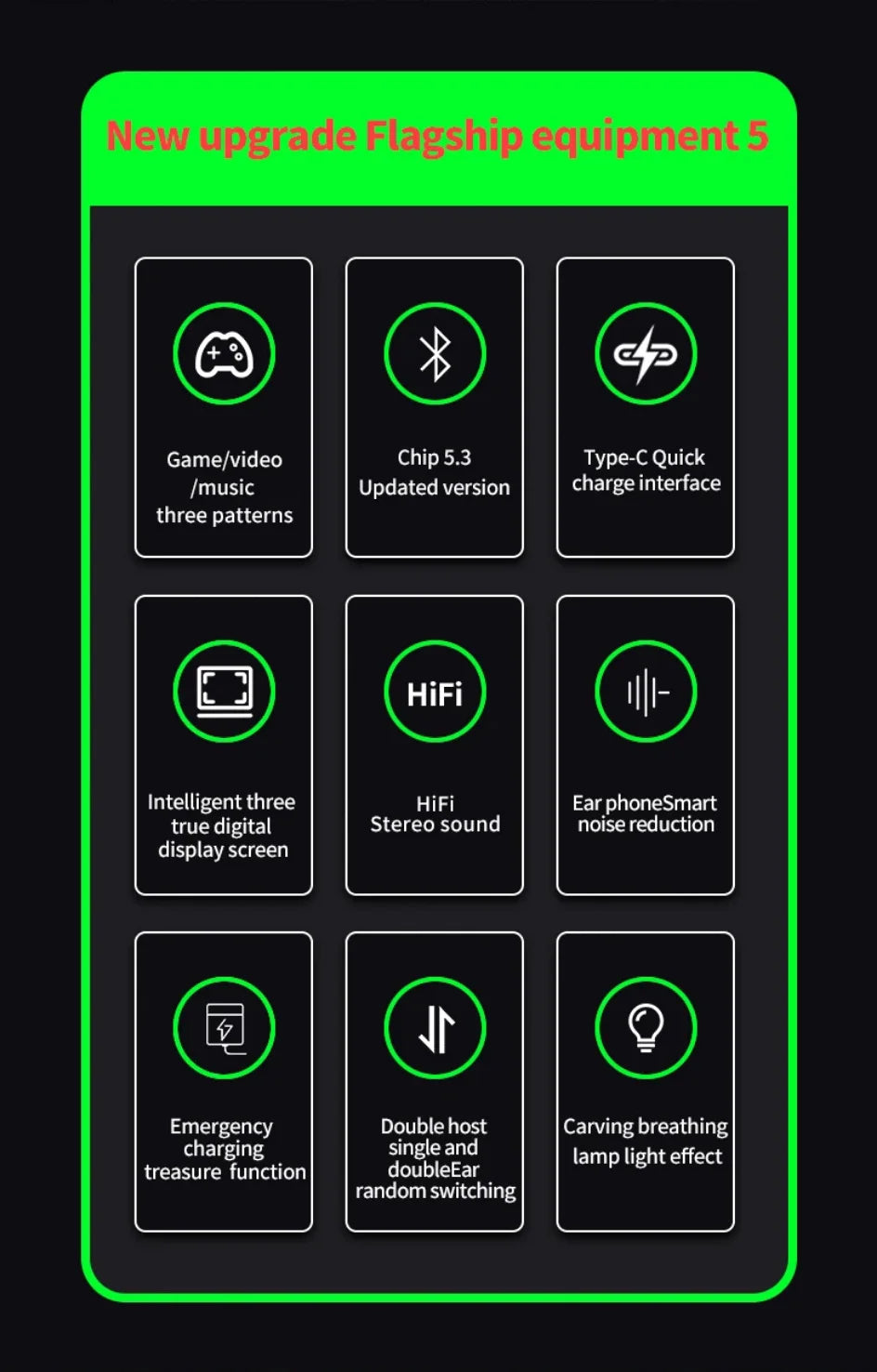 YD03 Wireless Bluetooth Earphones Headphones Outdoor Sport Headset 5.3 With Charging Bin Display Touch Control Earbuds for Muisc