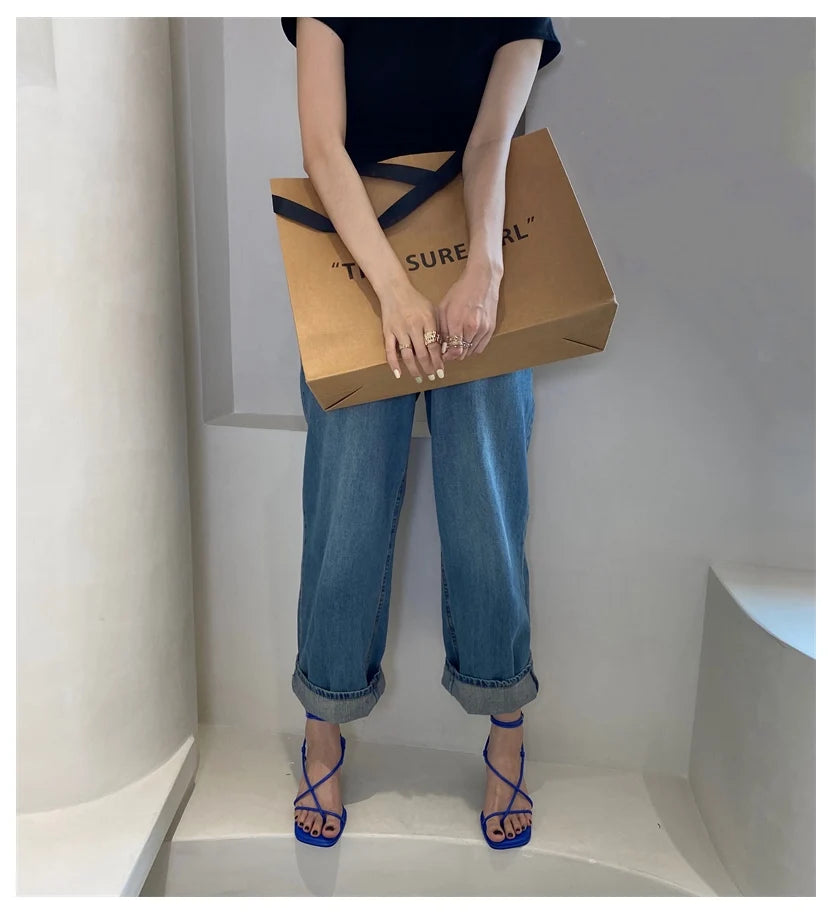 Women’s Summer Gladiator Sandals – Elegant High Heels with Buckle Strap for Party & Wedding