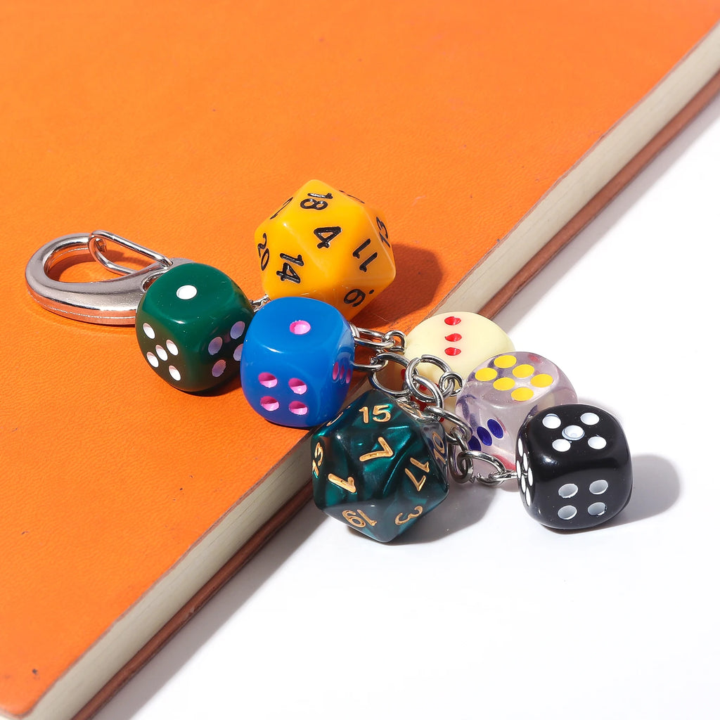 Ins Hiphop Black Dice Keychain Y2K Multi-sided Lucky Dice Keyring Pendant Men Women Car Mobile Phone Backpack Jewelry Gift