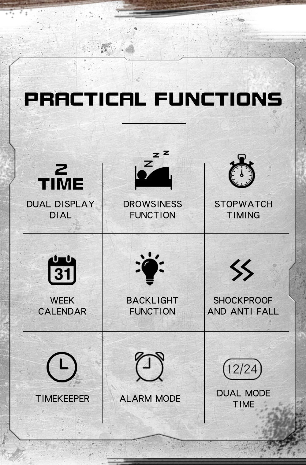 SANDA 9053 Dual-Display Sports Watch – 50M Waterproof