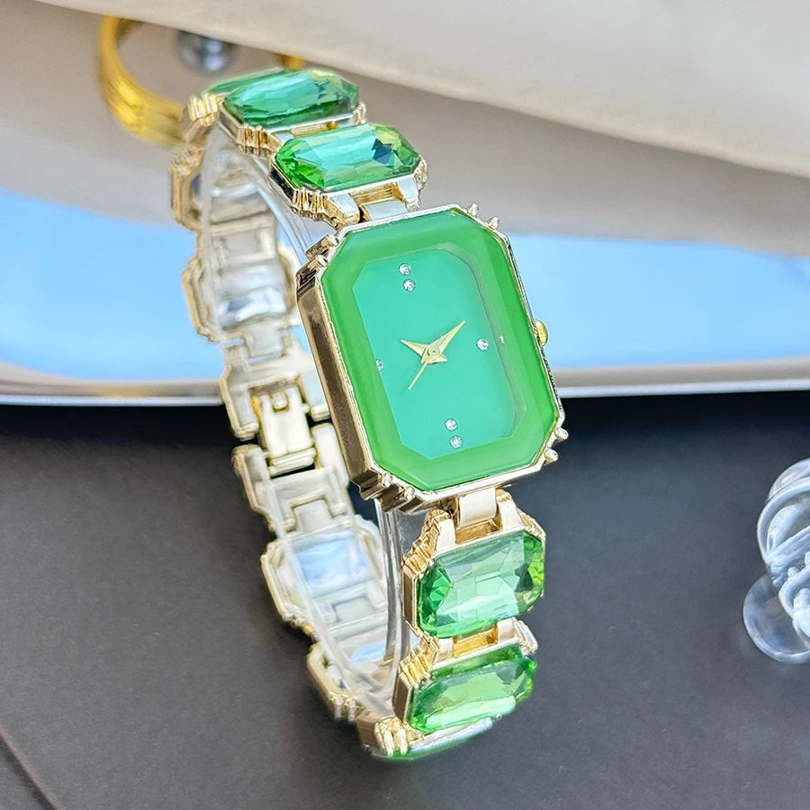Ladies Rhinestone Dial Rectangular Fashion Watch