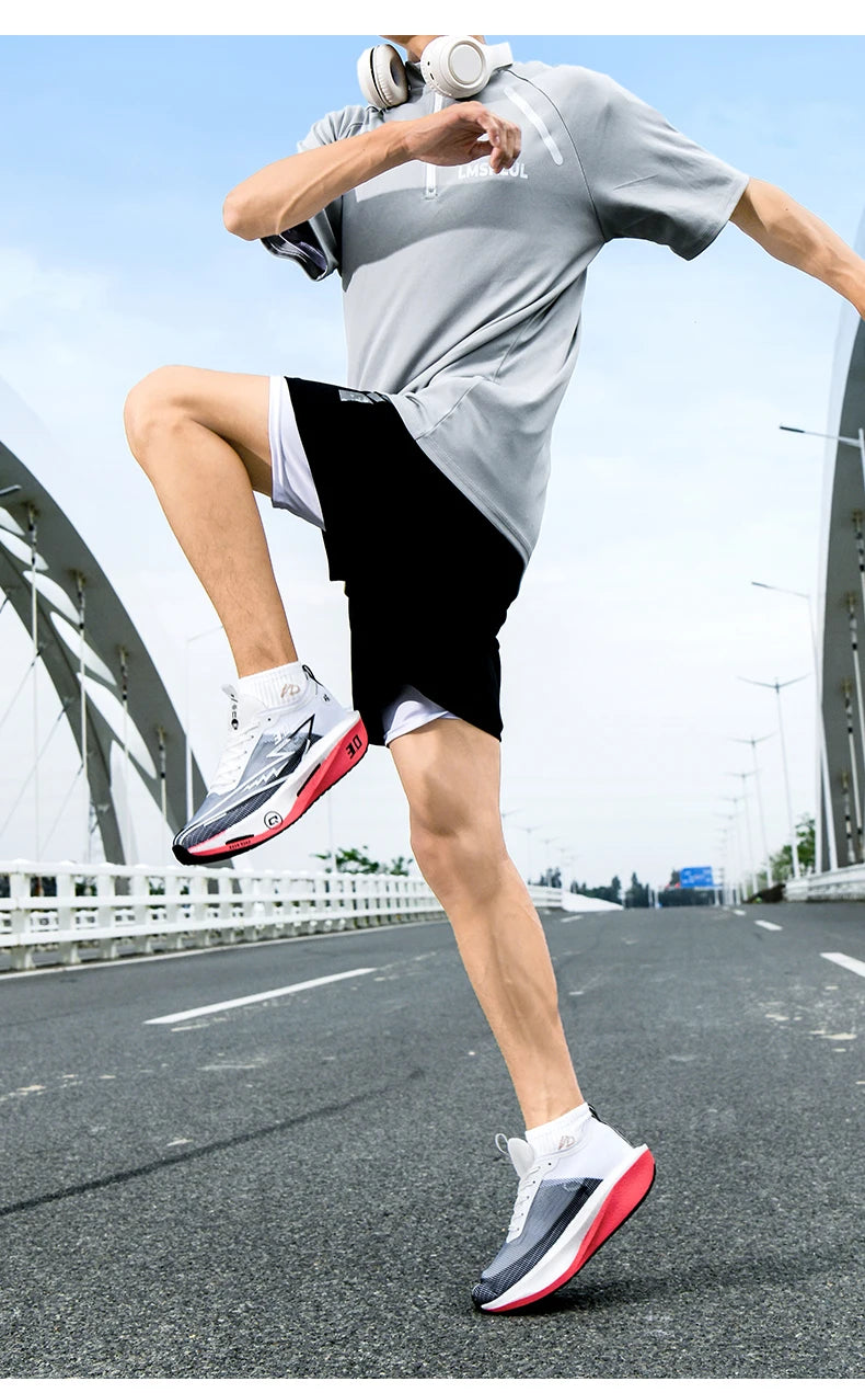 Men's Carbon Board Sneakers Anti-slip Cushioned Comfortable Racing Training Running Shoes Mesh Tennis Shoes Casual for Women