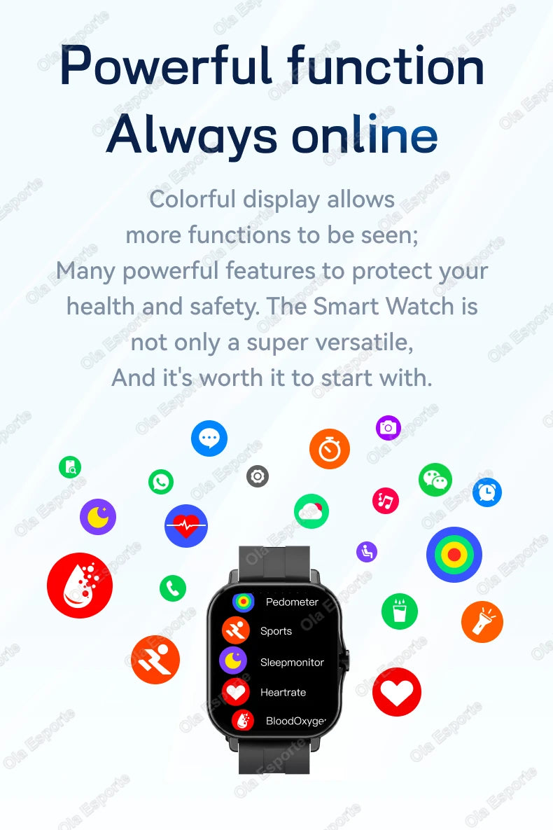 1.83'' Waterproof Smart Watch with Message Answer Call Sleep Monitoring Sports Pedometer Information Alerts For iPhone Android