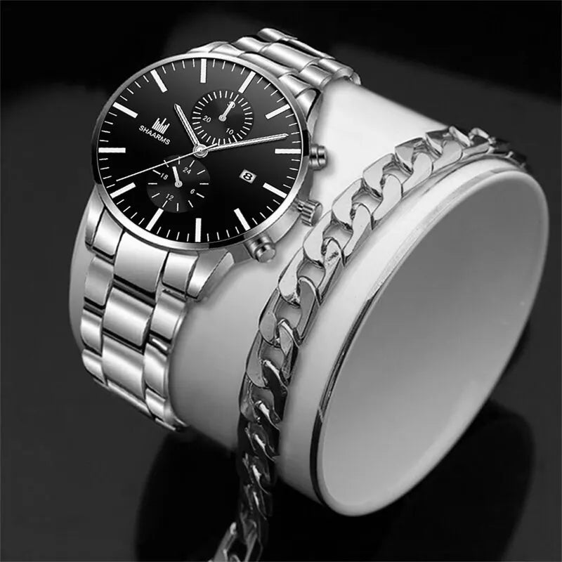Fashion Men’s Quartz Watch – Stainless Steel Strap