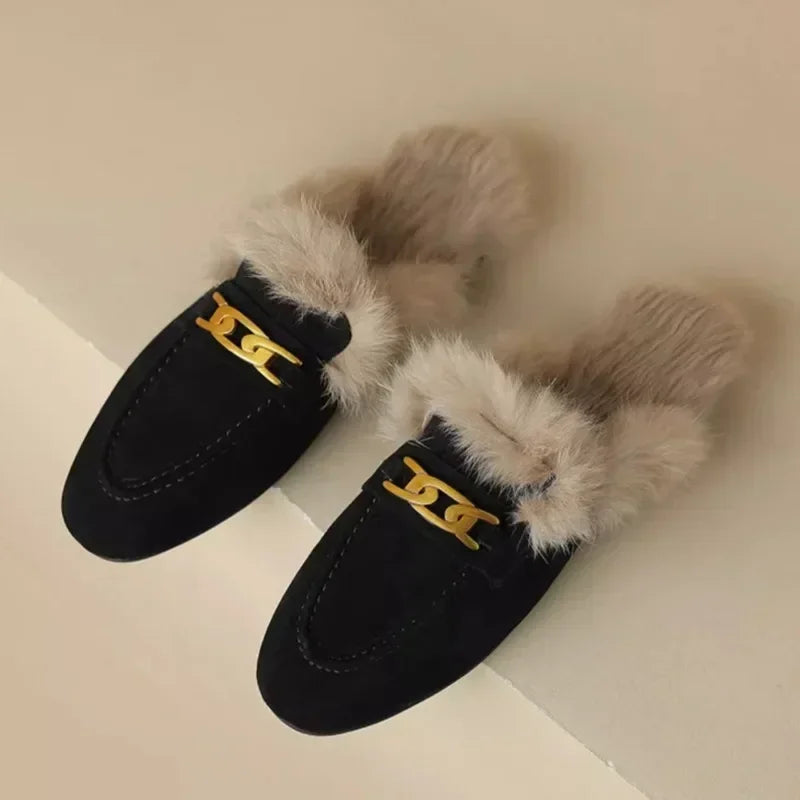 Women’s Winter Slippers – Suede, Warm Fur Mules & Plush Flats, Luxury Designer Shoes