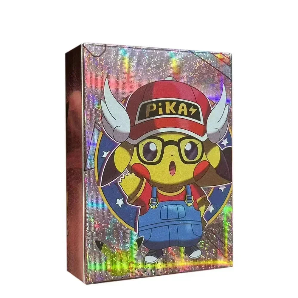 Latest 55PCS Pokemon Anime Holographic Cards Pikachu Characters Cosplay English Shiny Collection Trading Card Toys Kids Gift
