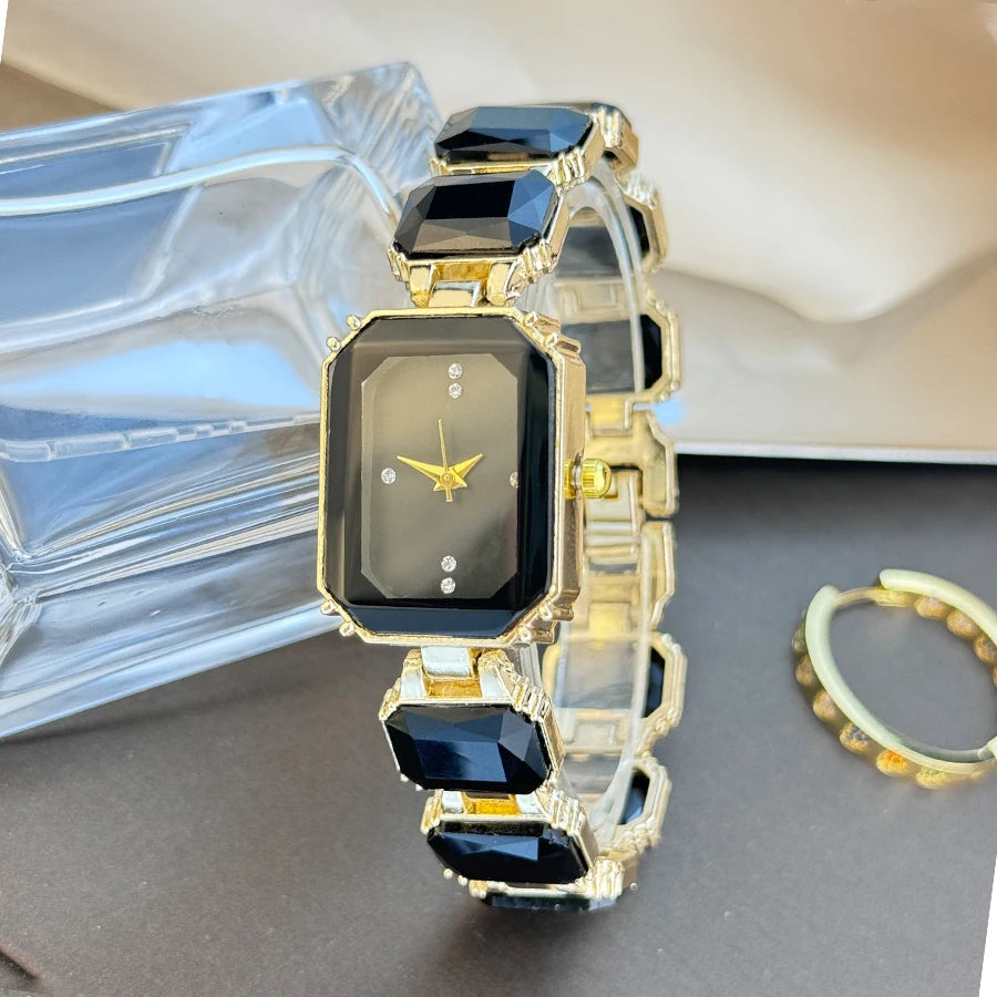 Ladies Rhinestone Dial Rectangular Fashion Watch