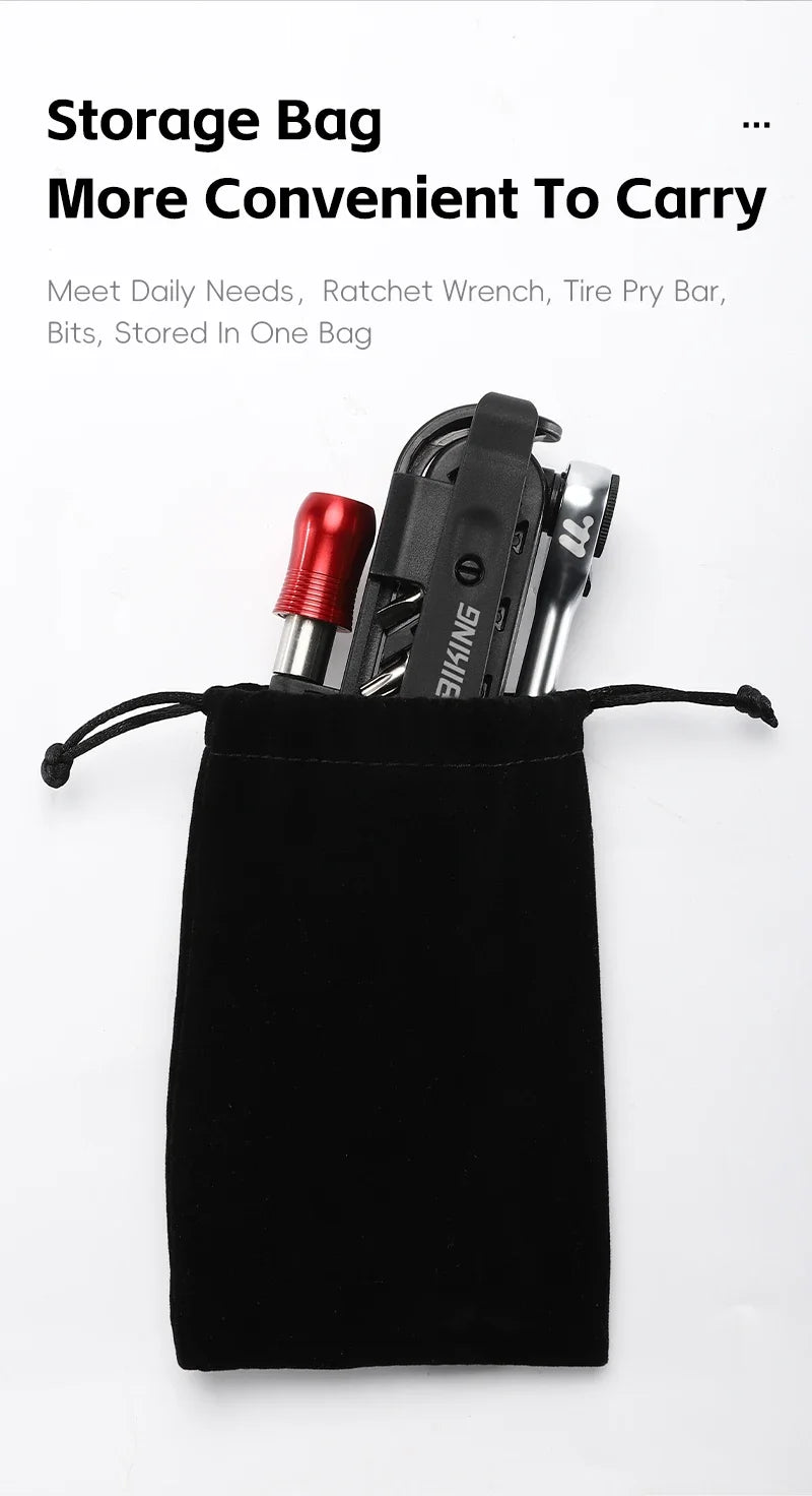 WEST BIKING Portable Ratchet Wrench Kit Multifunction Bicycle Tools 14 In 1 Multitool Set Tyre Lever MTB Road Bike Gadgets