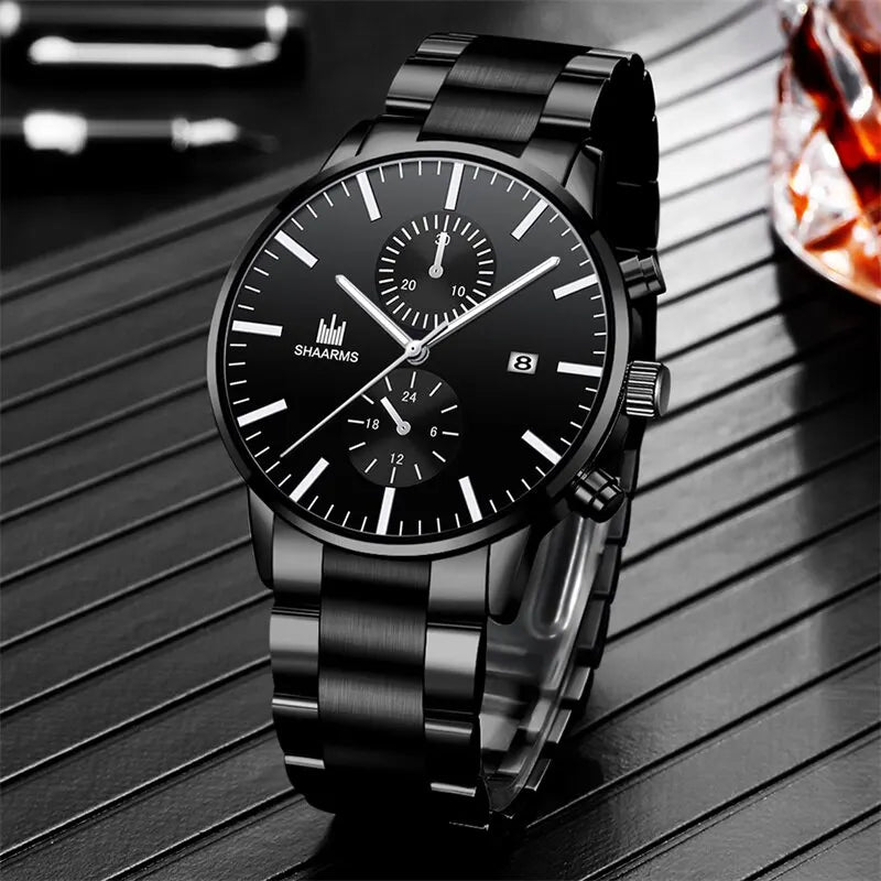 Fashion Men’s Quartz Watch – Stainless Steel Strap