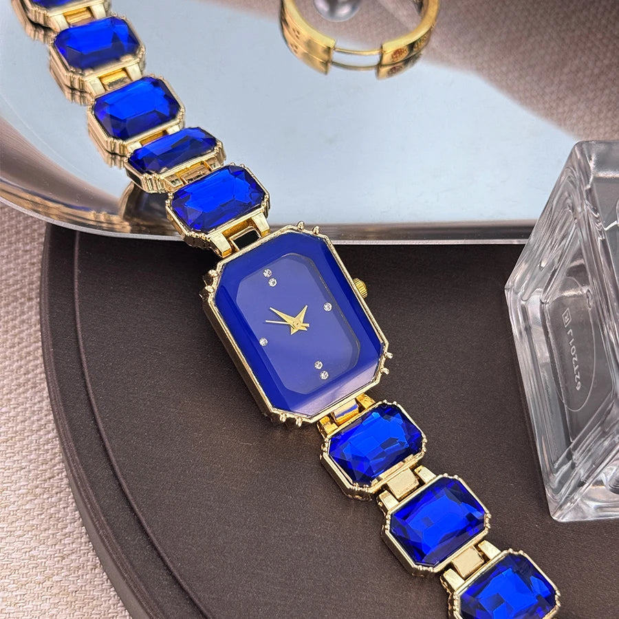 Ladies Rhinestone Dial Rectangular Fashion Watch