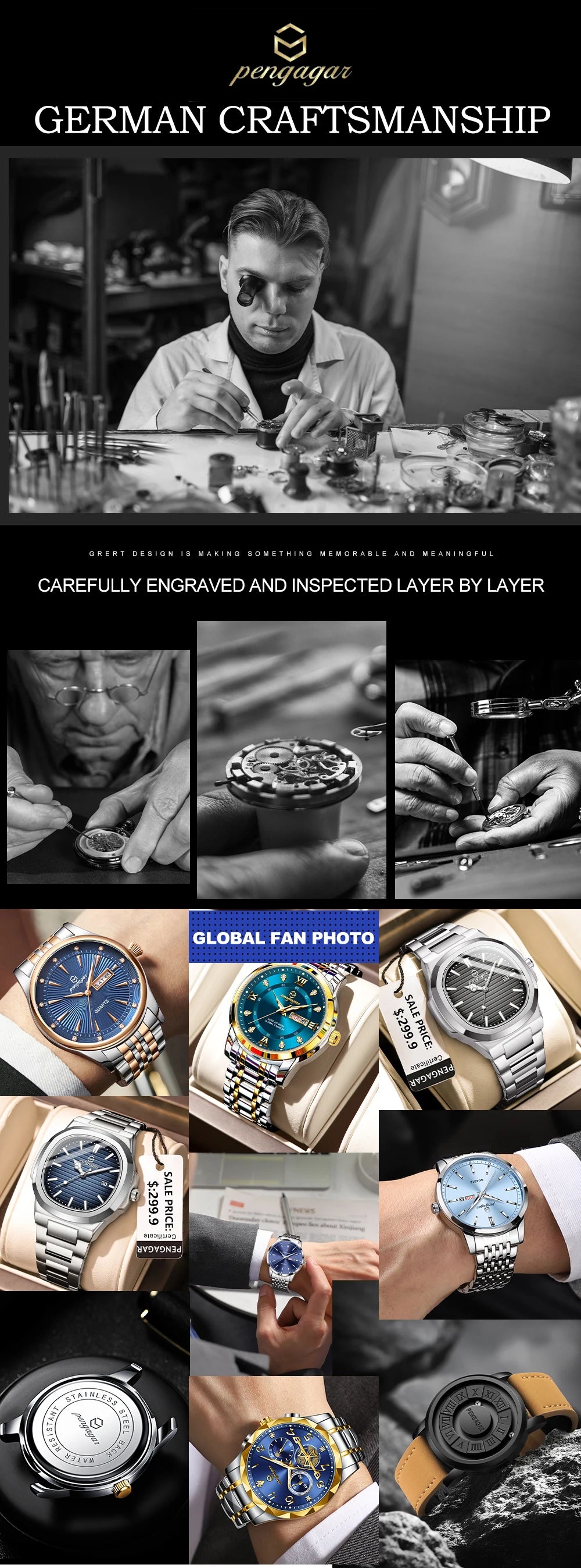 POEDAGAR Men’s Luxury Stainless Steel Watch – Quartz, Luminous, Waterproof with Square Calendar