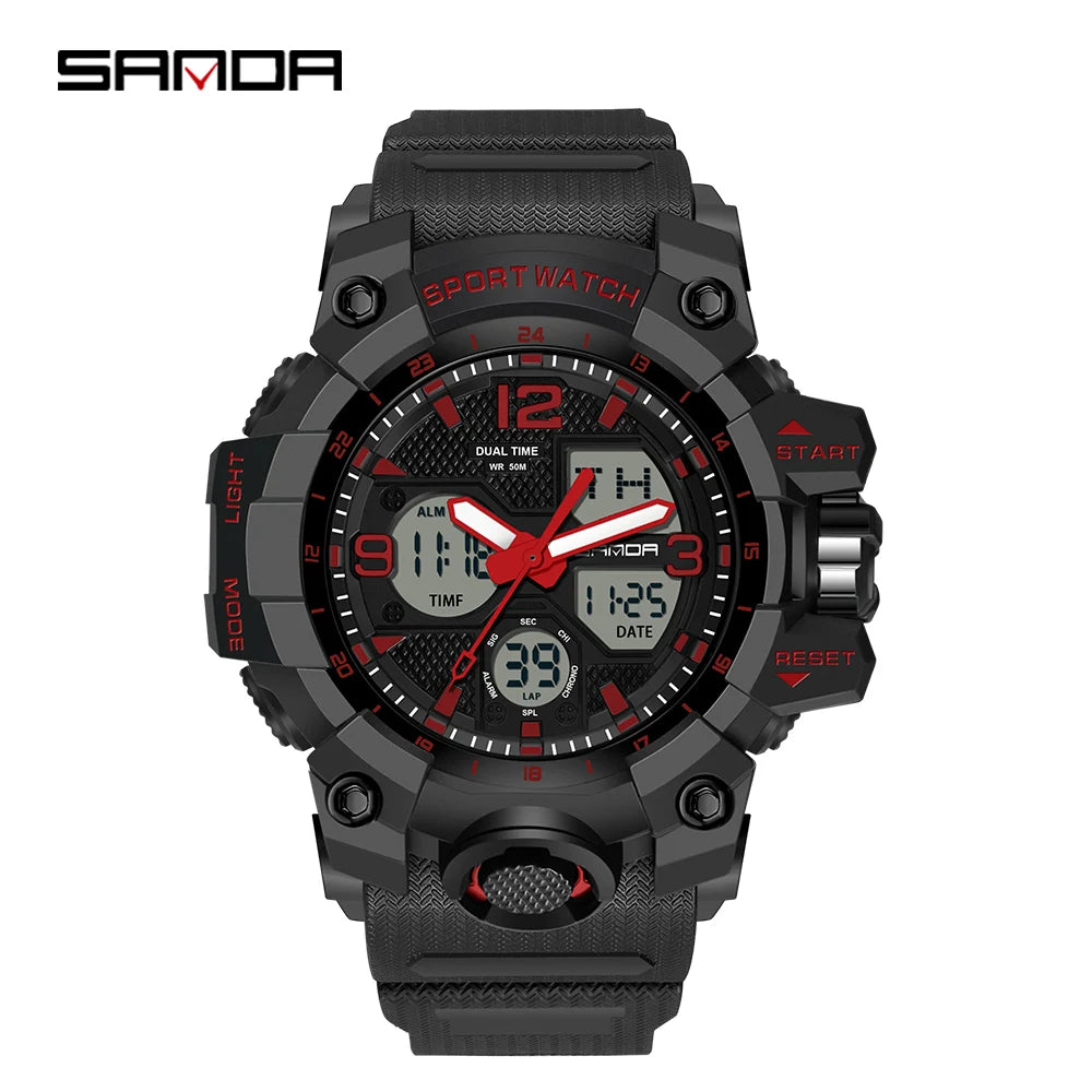 SANDA 6030 Military Digital + Quartz Watch – Waterproof Sports Model